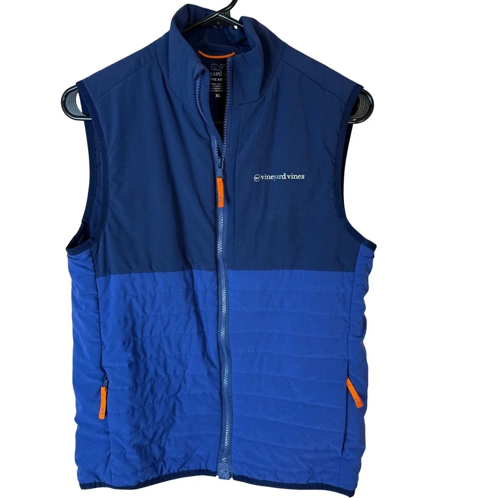 Vineyard Vines Marine Air Vest Kids XL Blue Puffer‎ Quilted Zip Front